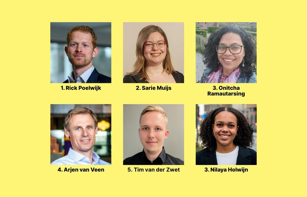 De top zes van de kandidatenlijst van D66 Diemen voor GR 2026