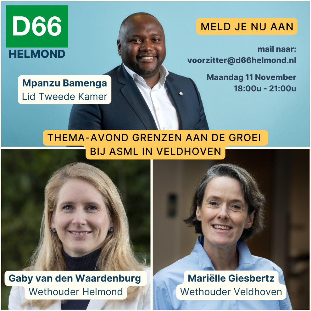 Meld je nu aan voor de D66 thema-avond Grenzen aan de Groeib bij ASML in Veldhoven