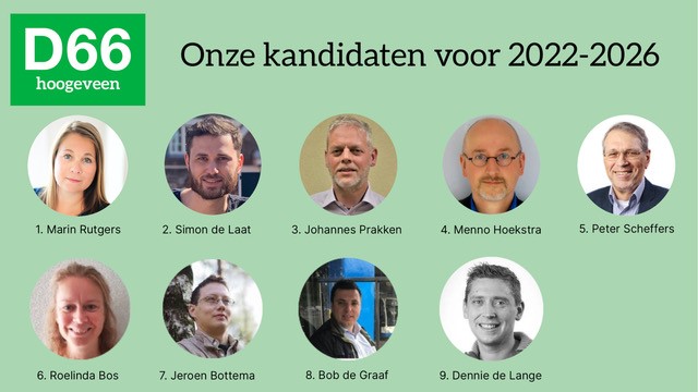 Kandidaten GR2022 D66 Hoogeveen
