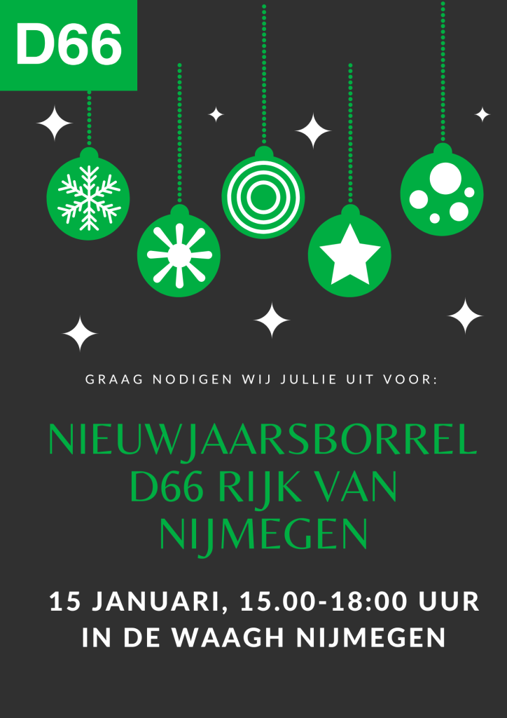 Uitnodiging nieuwjaarsborrel D66 Rijk van Nijmegen