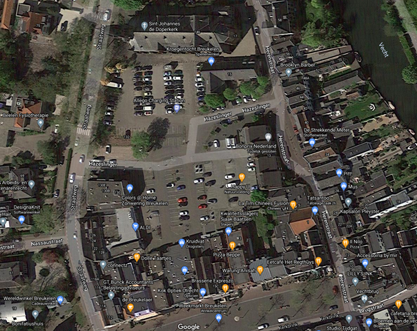 Luchtfoto van Google Maps van het Hazeslingergebied in Breukelen