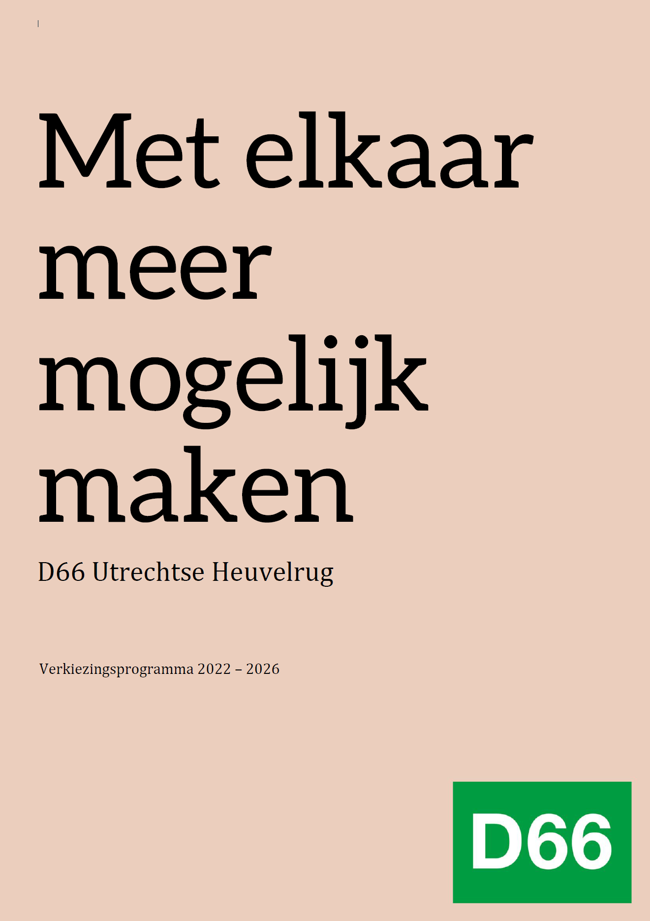 Verkiezingsprogramma D66 Utrechtse Heuvelrug