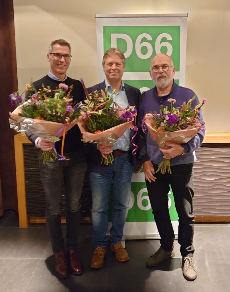 De afgetreden bestuursleden. v.l.n.r. Bart Wijnands, Mark Hendrix, John de Vries.
